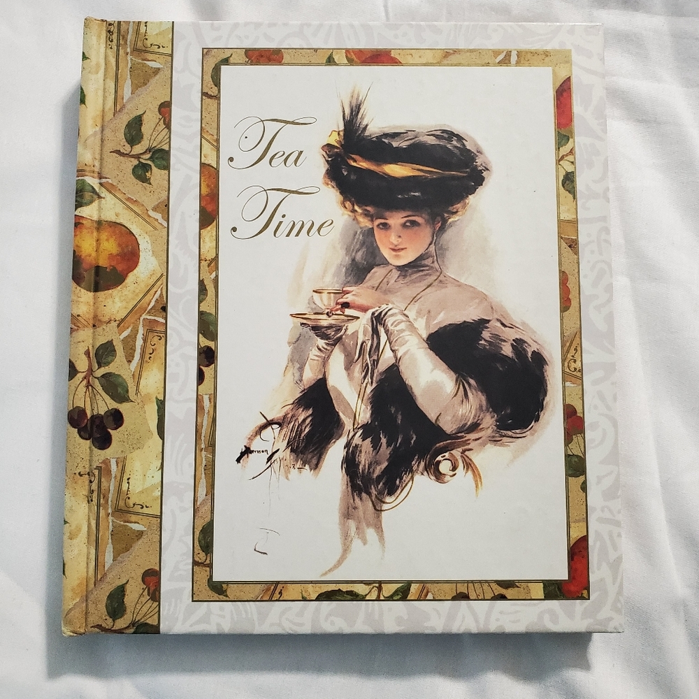 :* Tea Time Hardcover Roni &  Nancy Akmon book tea bags included herbal sampler